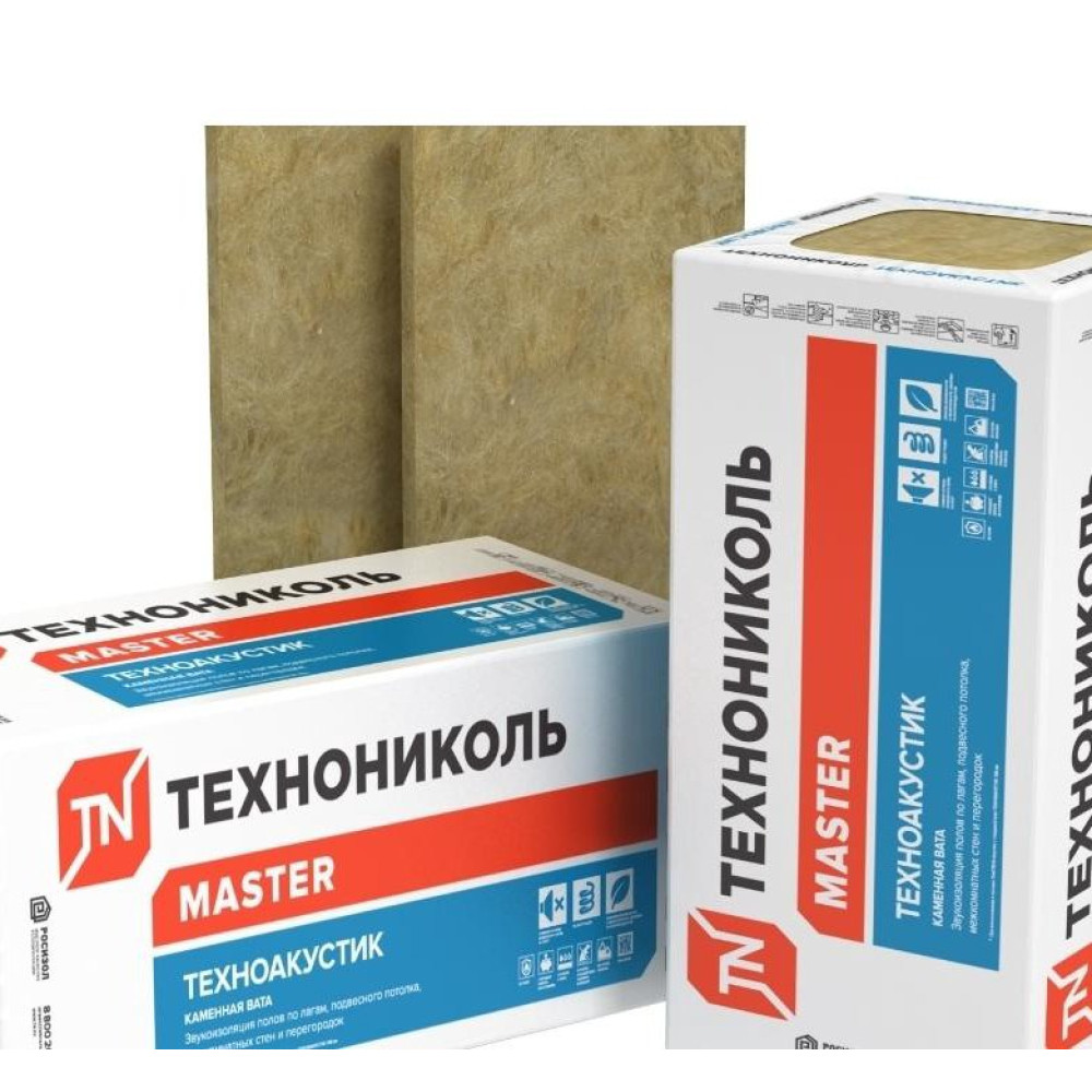 Минеральная каменная вата ТЕХНОАКУСТИК 1200x600x50 мм ТехноНИКОЛЬ (упаковка 0,432м3 / 8,64м2)